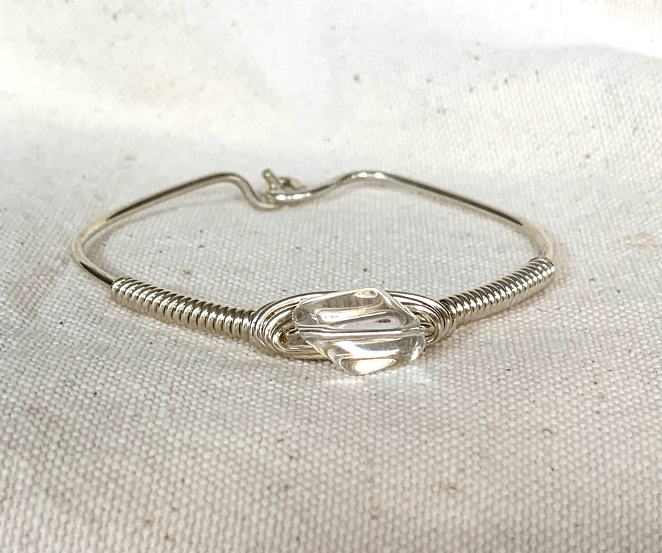 Clear quartz small bracelet in sterling silver