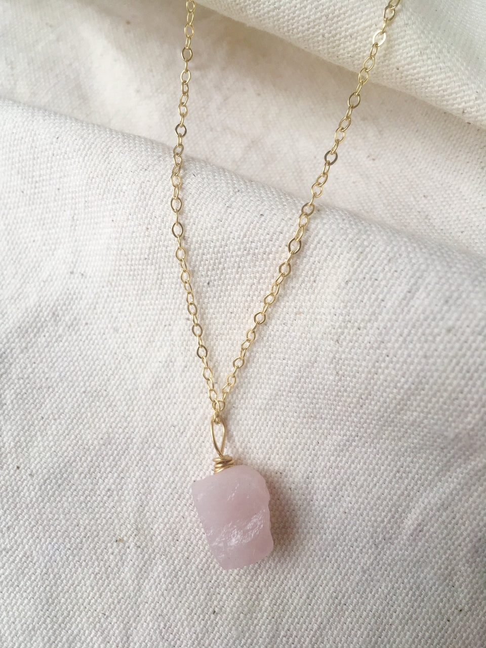 Rose quartz charm necklace