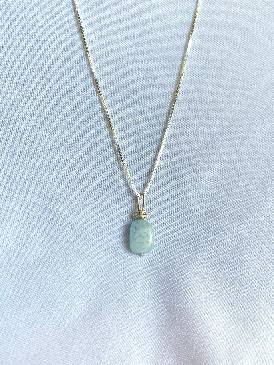 Aquamarine sterling silver necklace