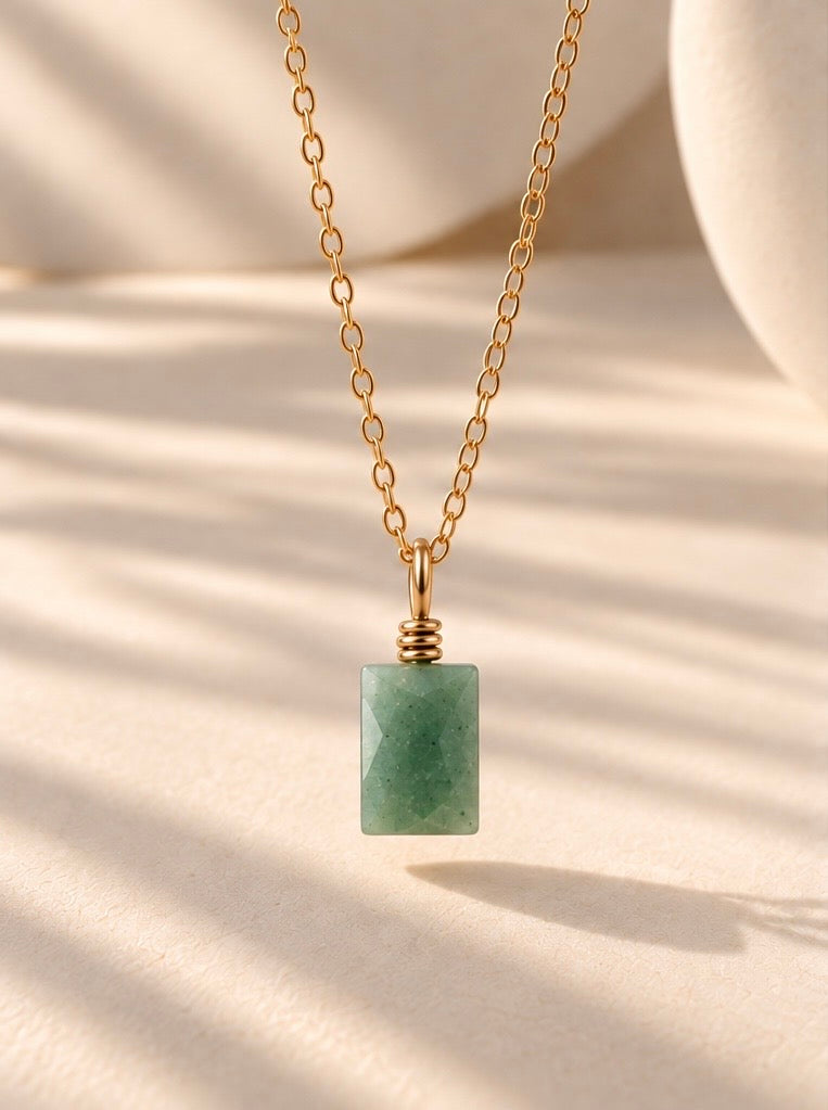 Green aventurine charm necklace