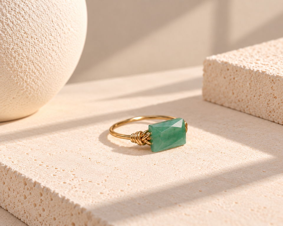 Green aventurine ring