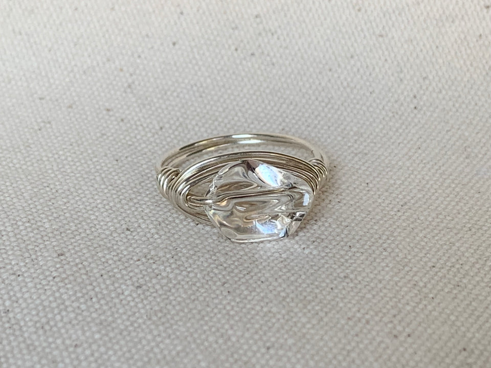 Clear quartz sterling silver ring