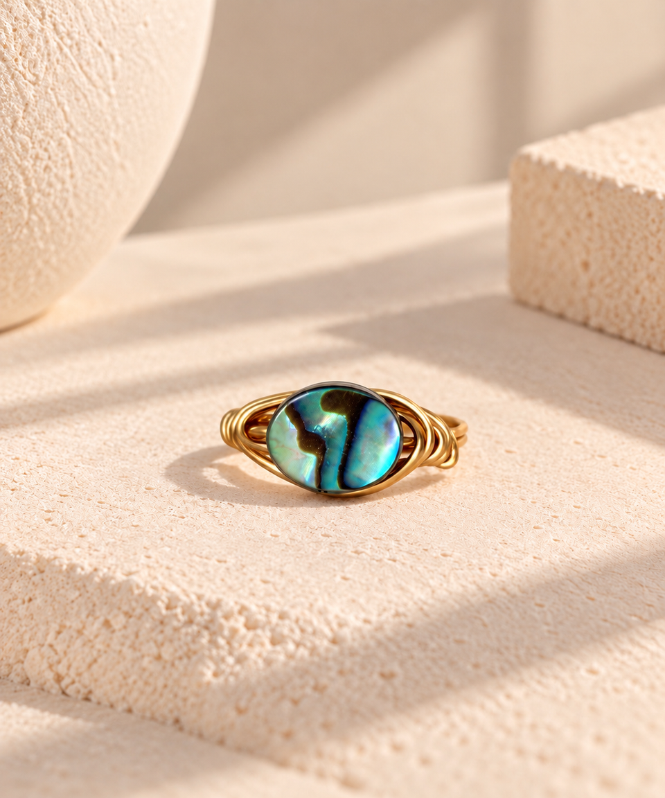 Abalone seashell ring