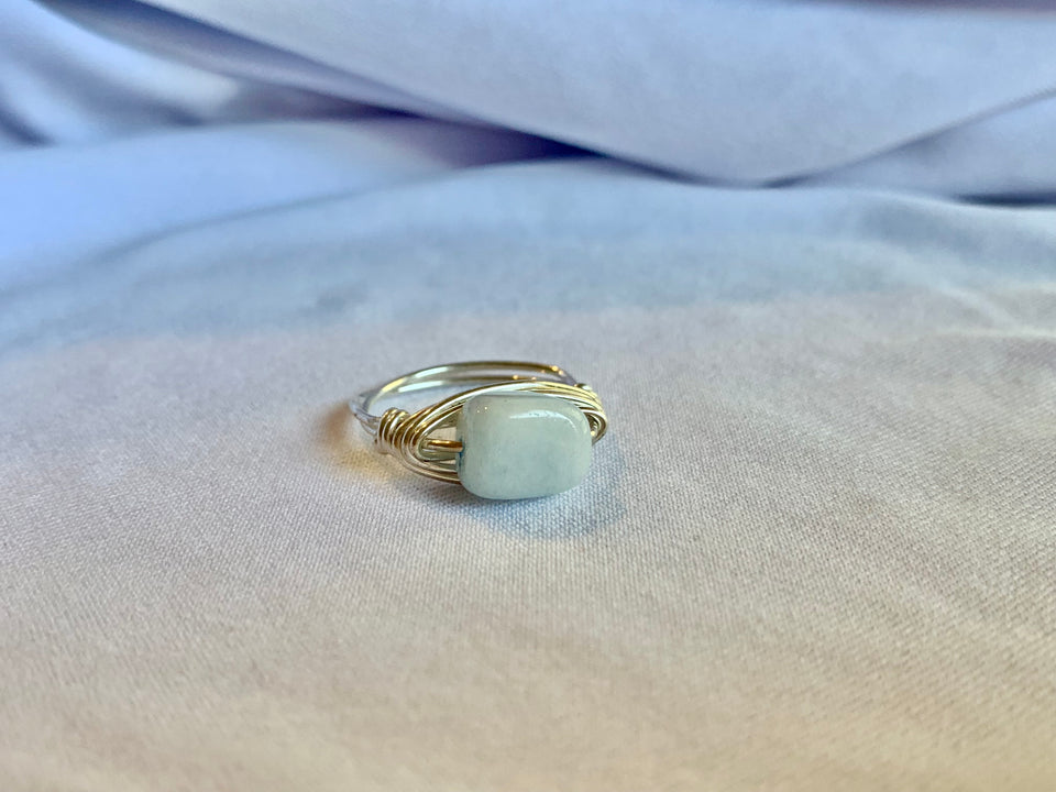 Aquamarine sterling silver ring