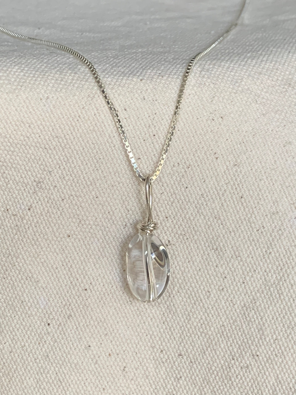 Clear quartz necklace sterling silver