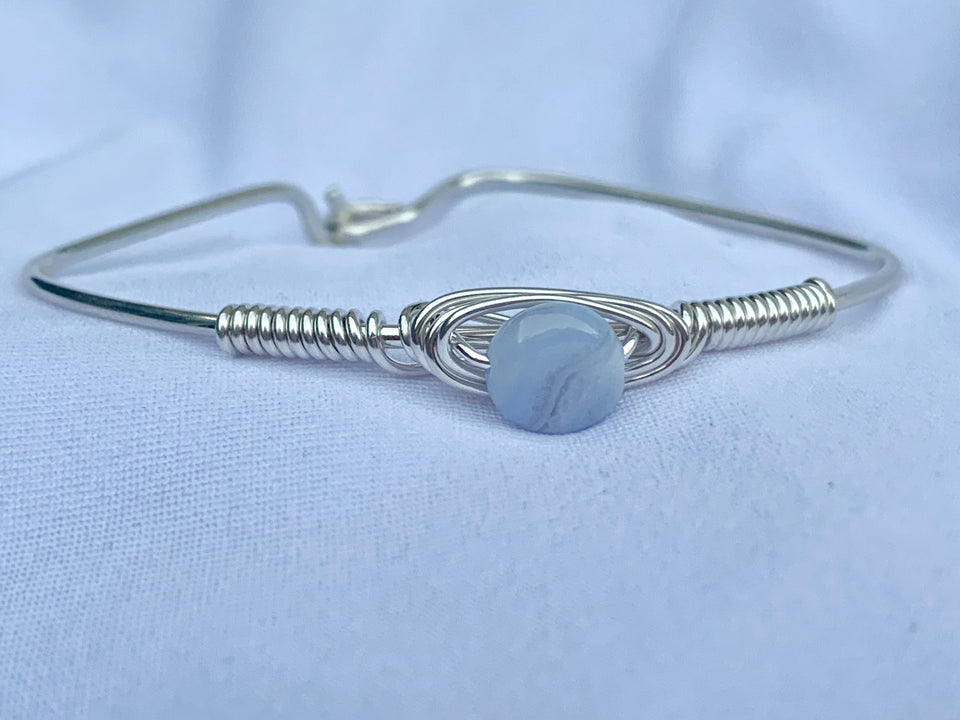 Blue Chalcedony bracelet in sterling silver