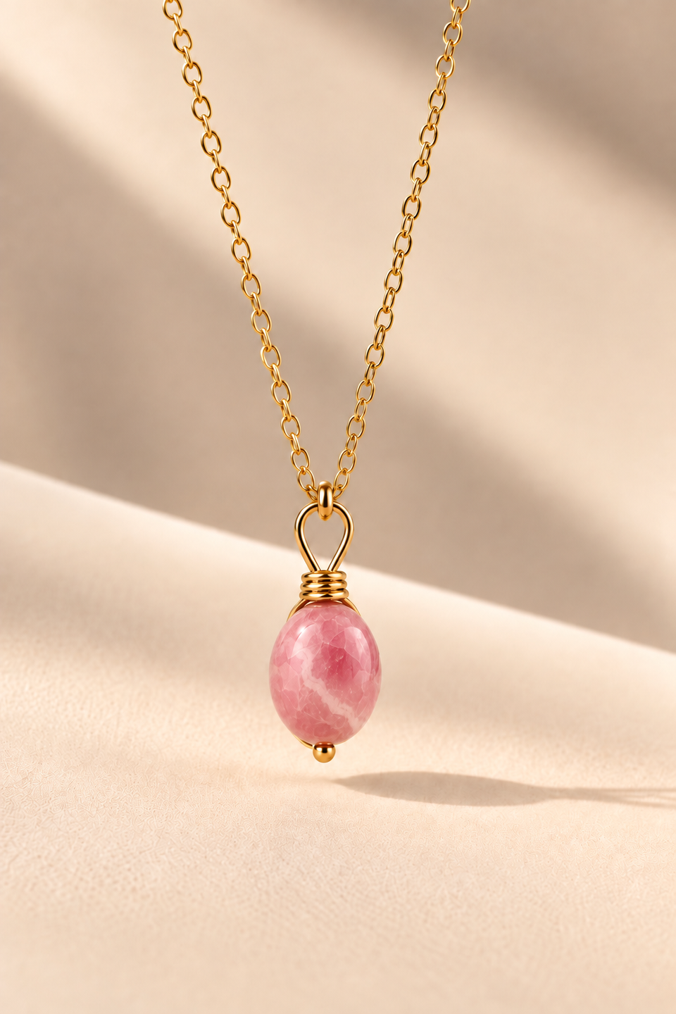 Rhodochrosite small charm necklace