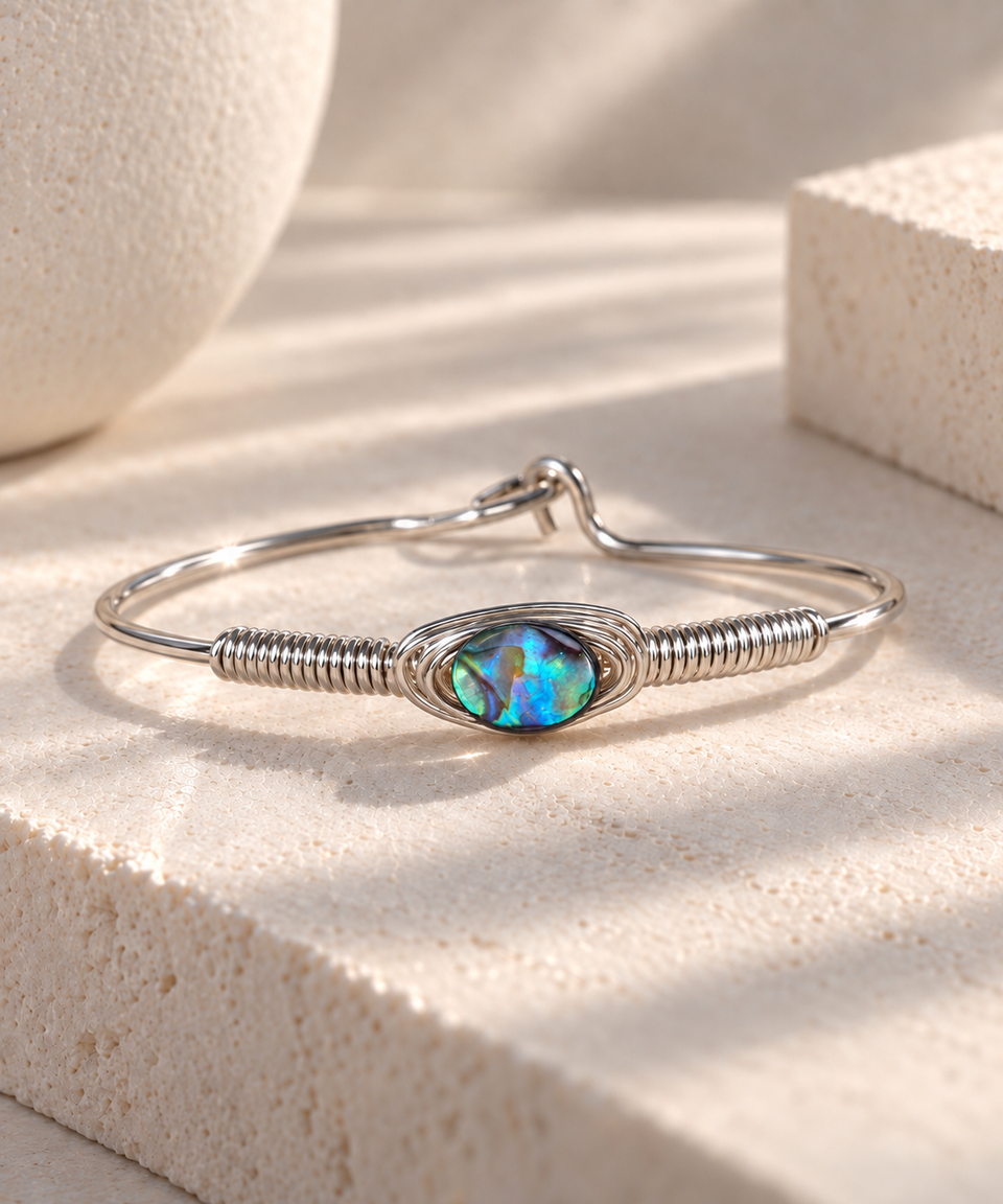 Abalone seashell 925 Sterling silver bracelet
