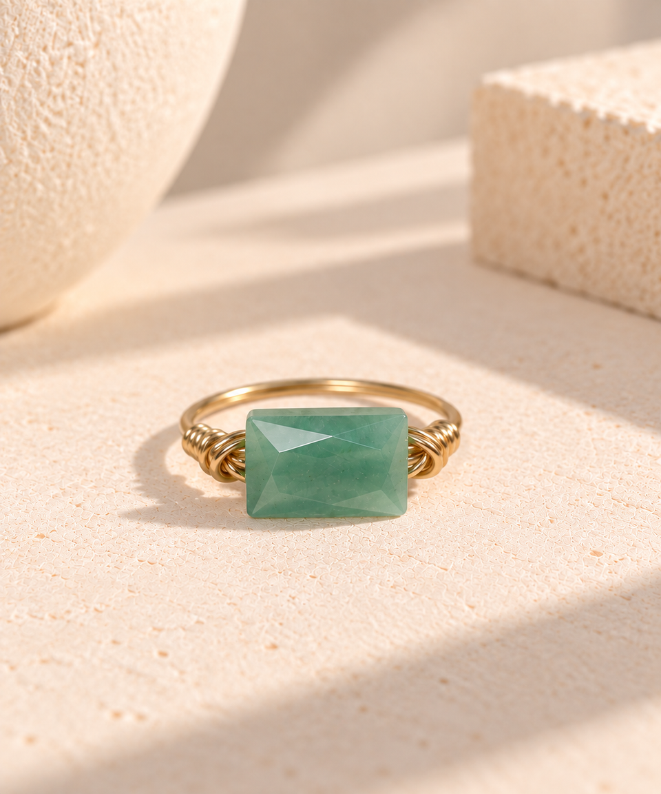 Green aventurine ring