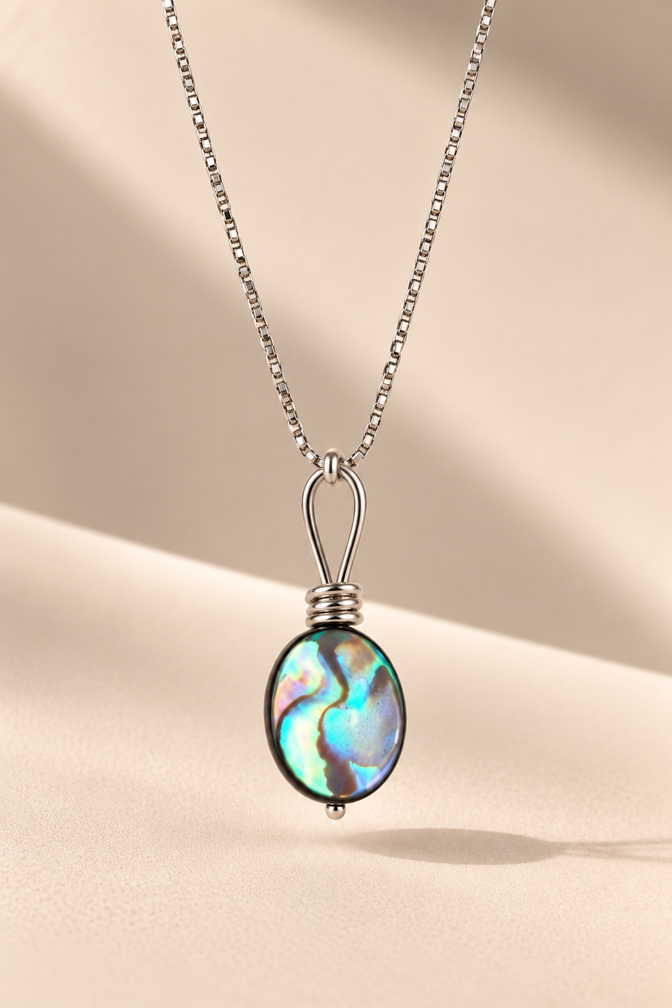 Abalone seashell 925 sterling silver necklace