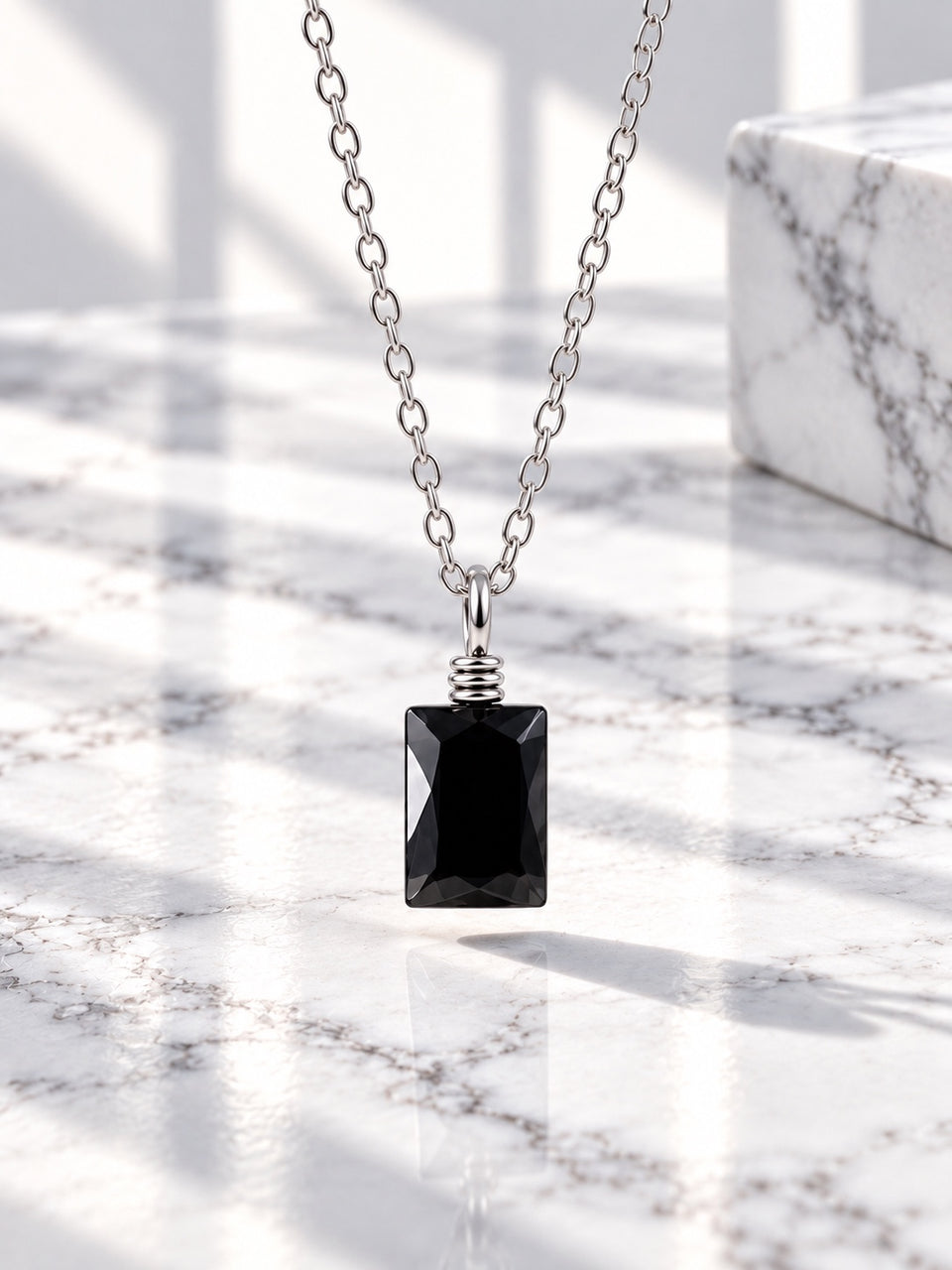 Black agate 925 Sterling silver necklace