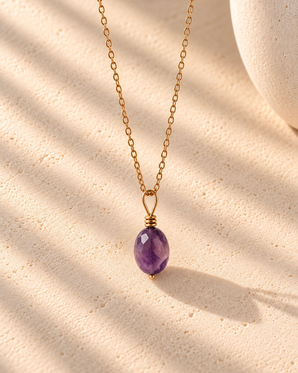 Amethyst charm necklace
