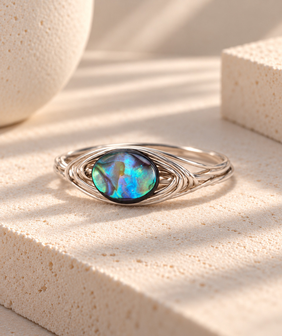 Abalone seashell 925 Sterling silver ring