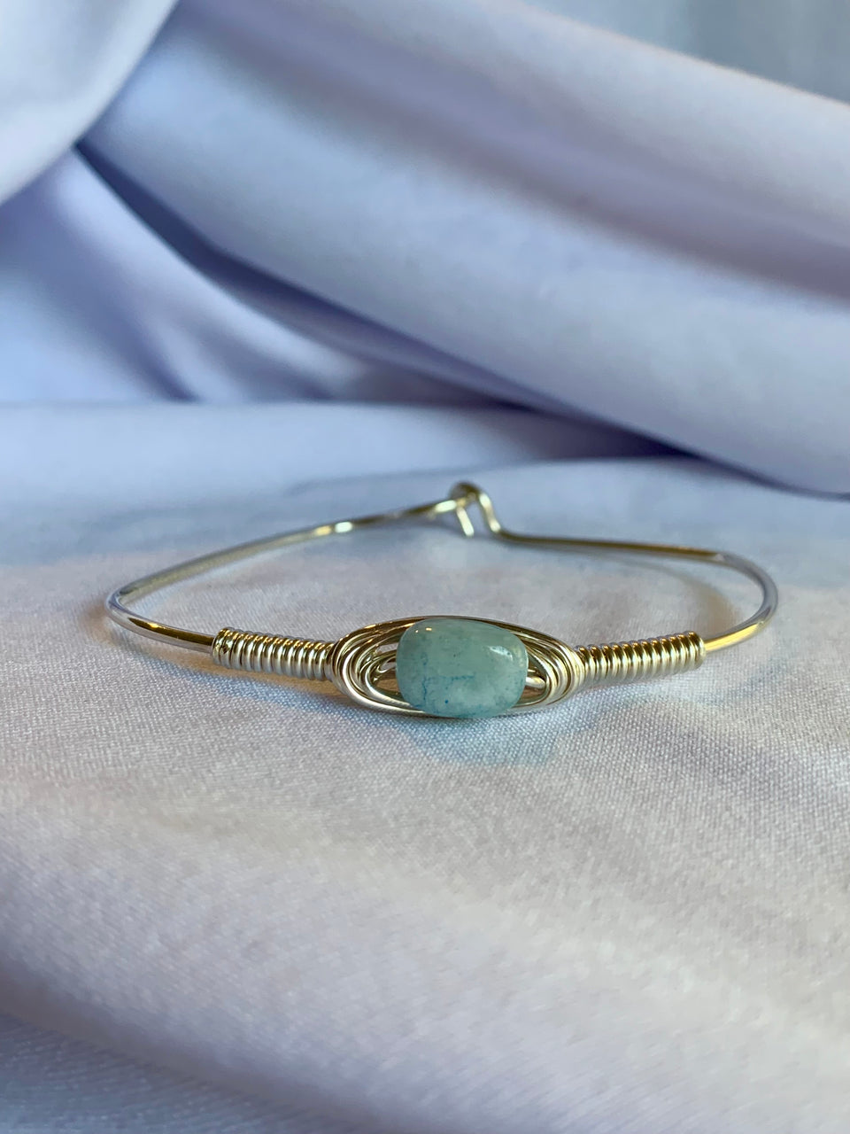 Aquamarine sterling silver bracelet