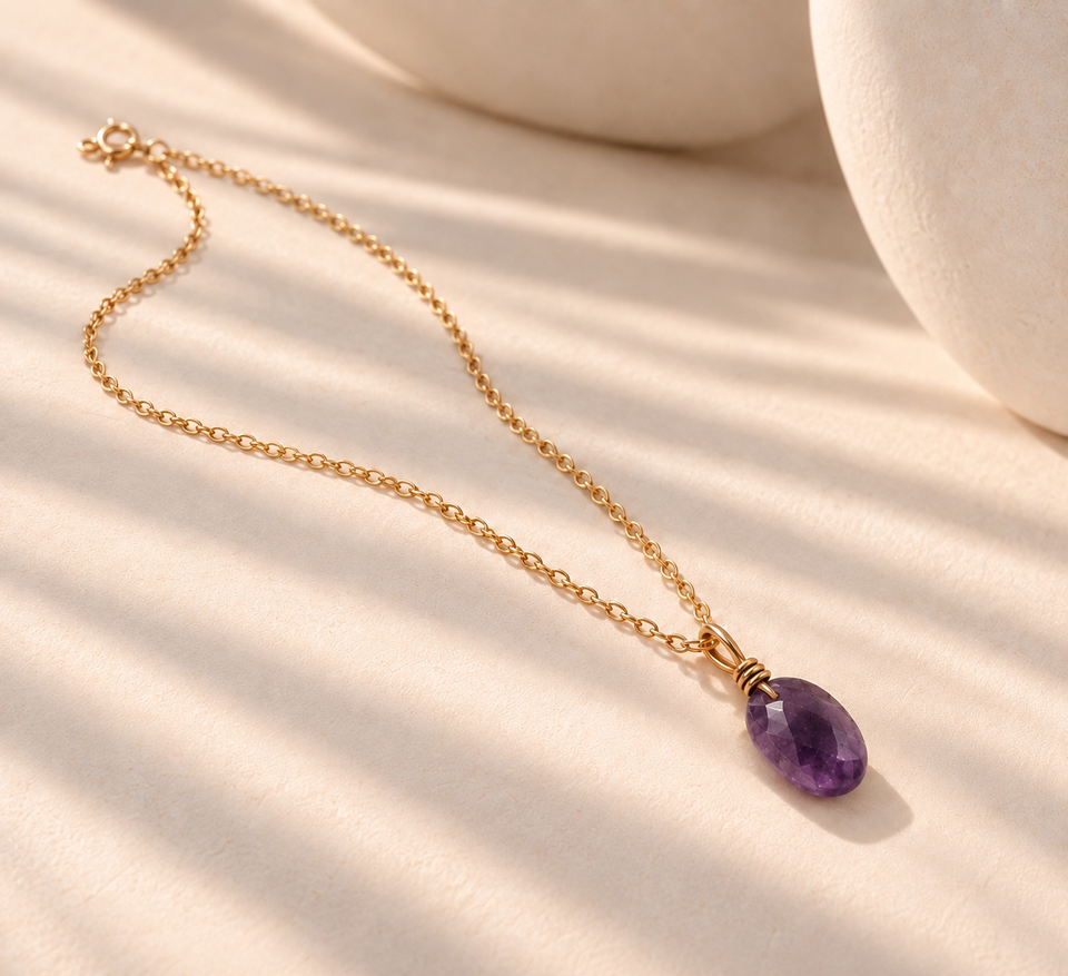 Amethyst charm necklace