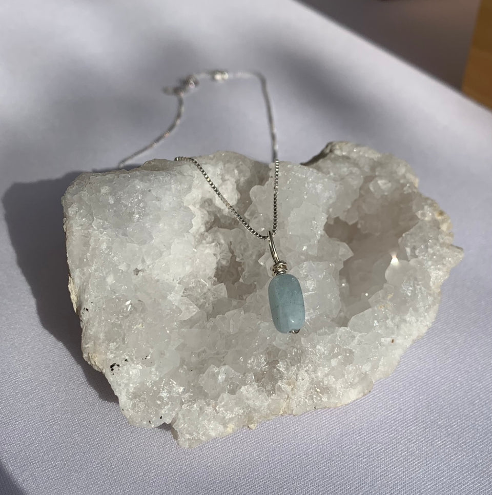 Aquamarine sterling silver necklace