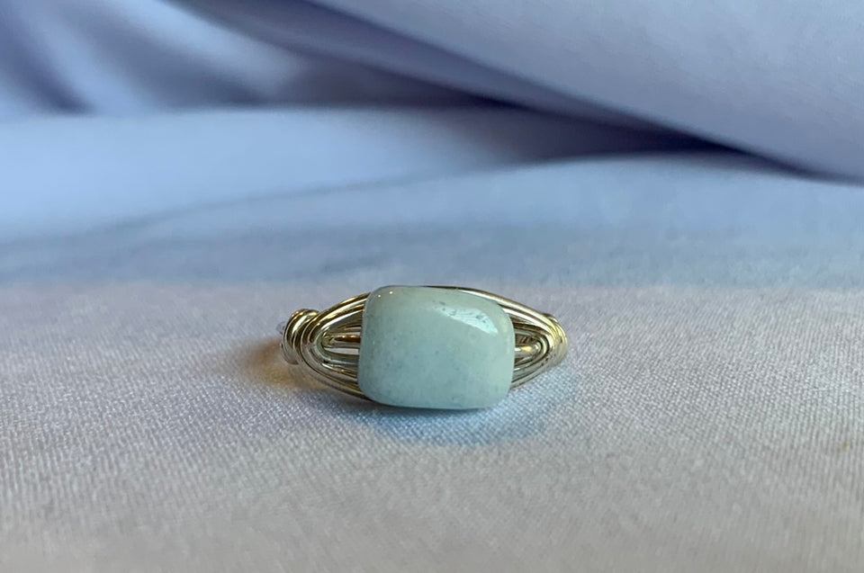 Aquamarine sterling silver ring