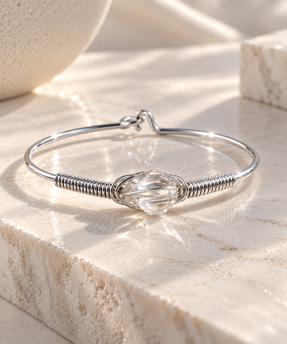 Clear quartz small bracelet in sterling silver