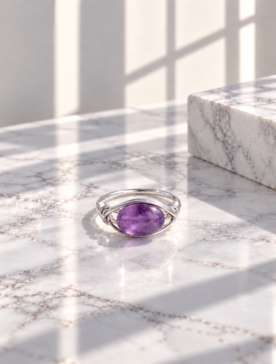 Amethyst ring in sterling silver