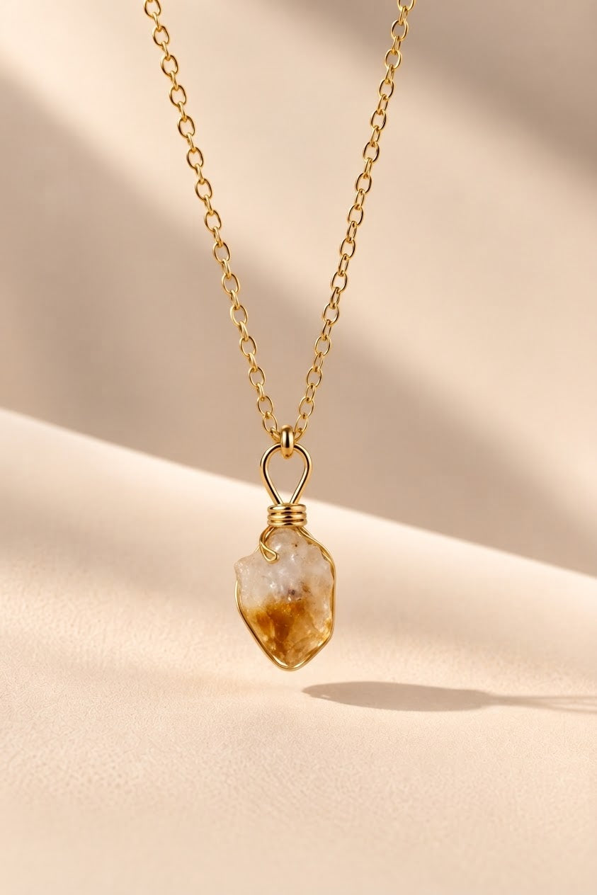 Citrine charm necklace