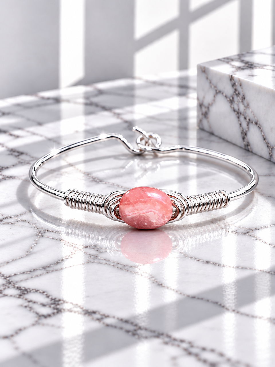 Rhodochrosite 925 Sterling Silver Small Bracelet