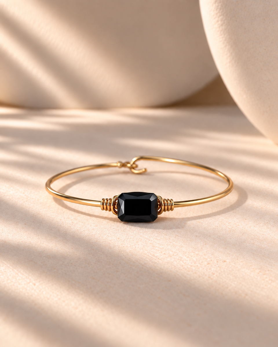 Black agate small bracelet