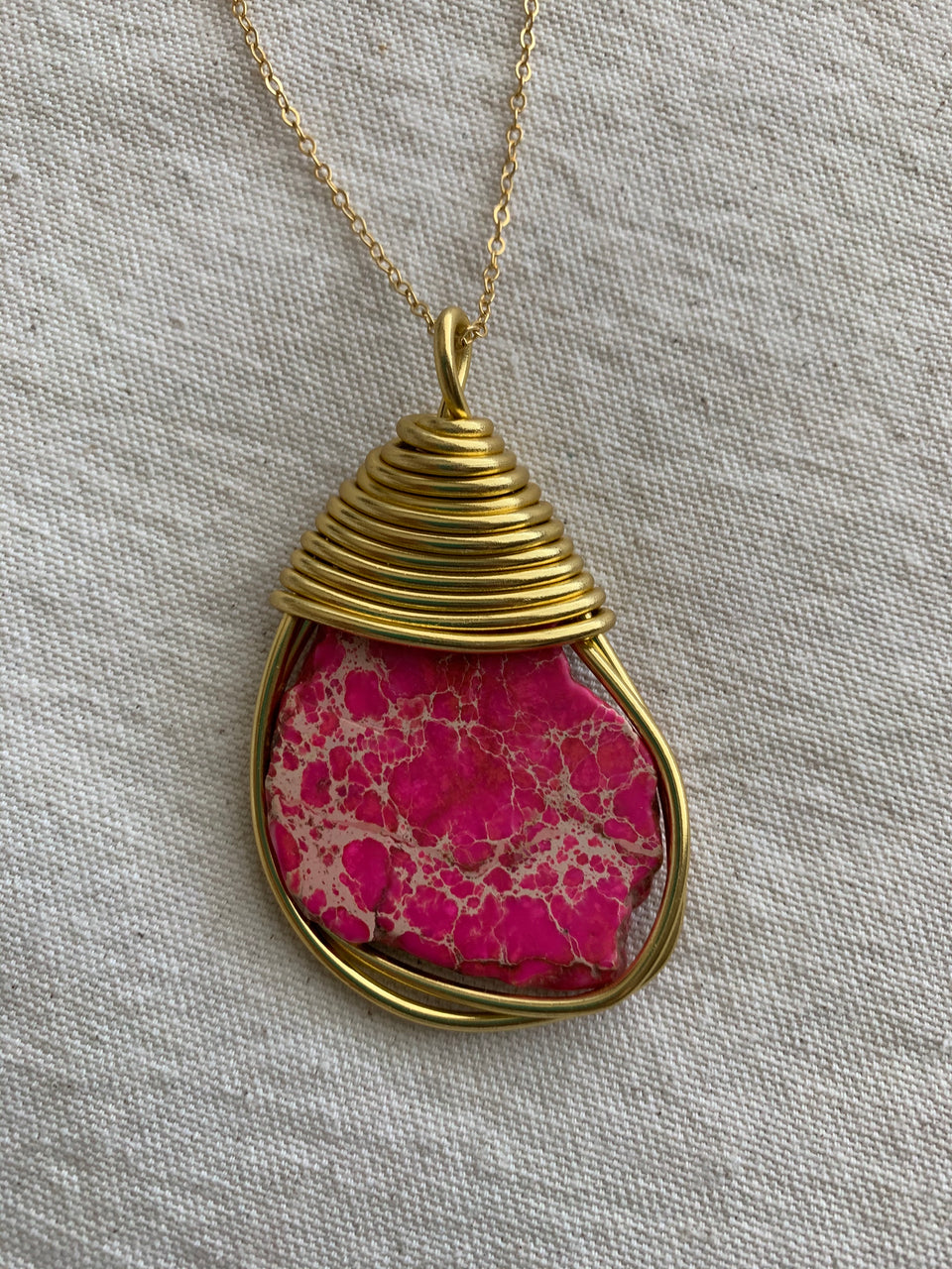 Pink Jasper large necklace