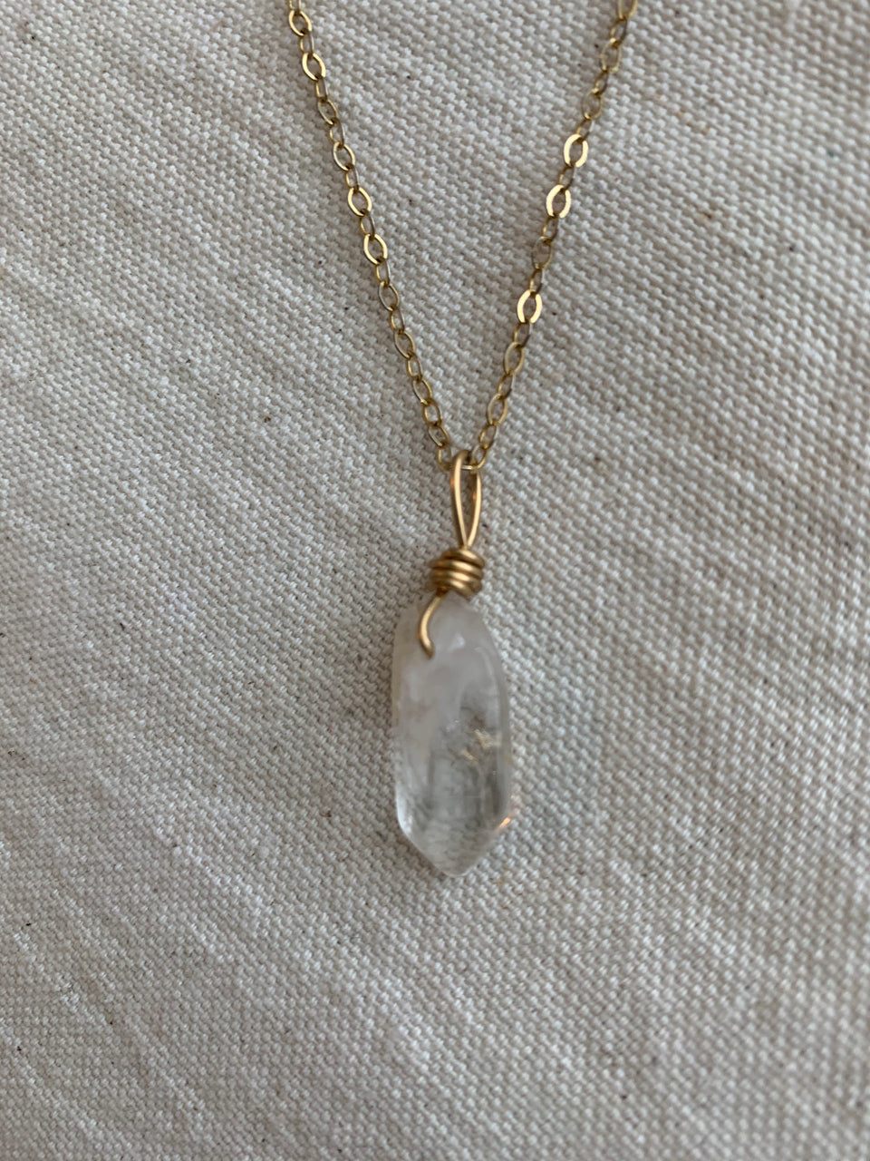 Clear quartz charm necklace